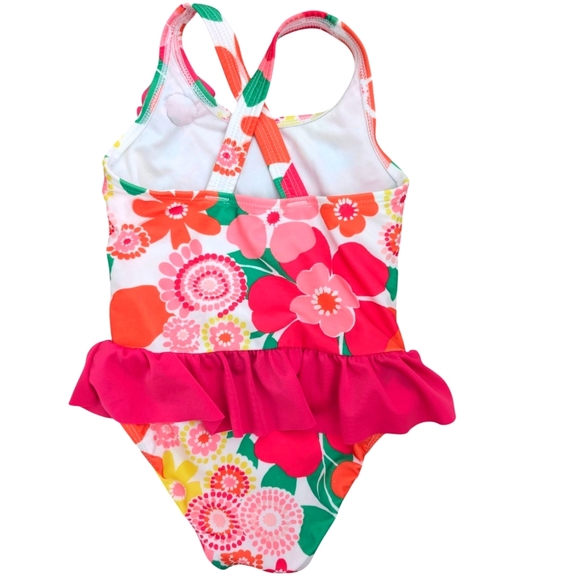 Gymboree Girls Swimsuit Floral Kids Swimwear with Pink Ruffle Size XS 4T - Picture 2 of 8
